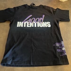 VLONE Black Tee with Purple and White Graphics